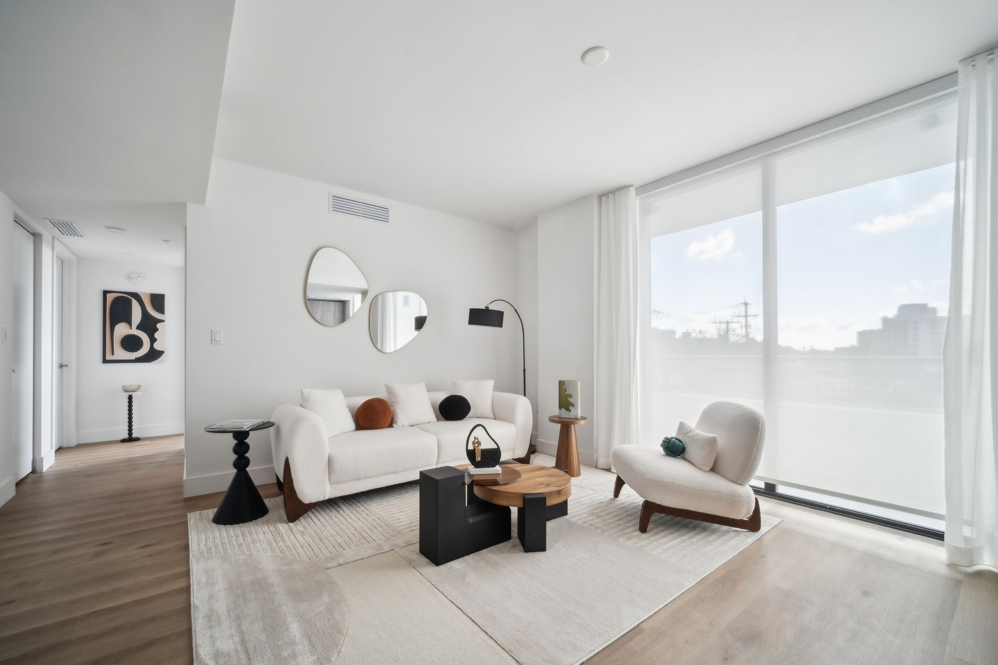 Living room in one of Revv's luxury apartments in Hollywood, FL